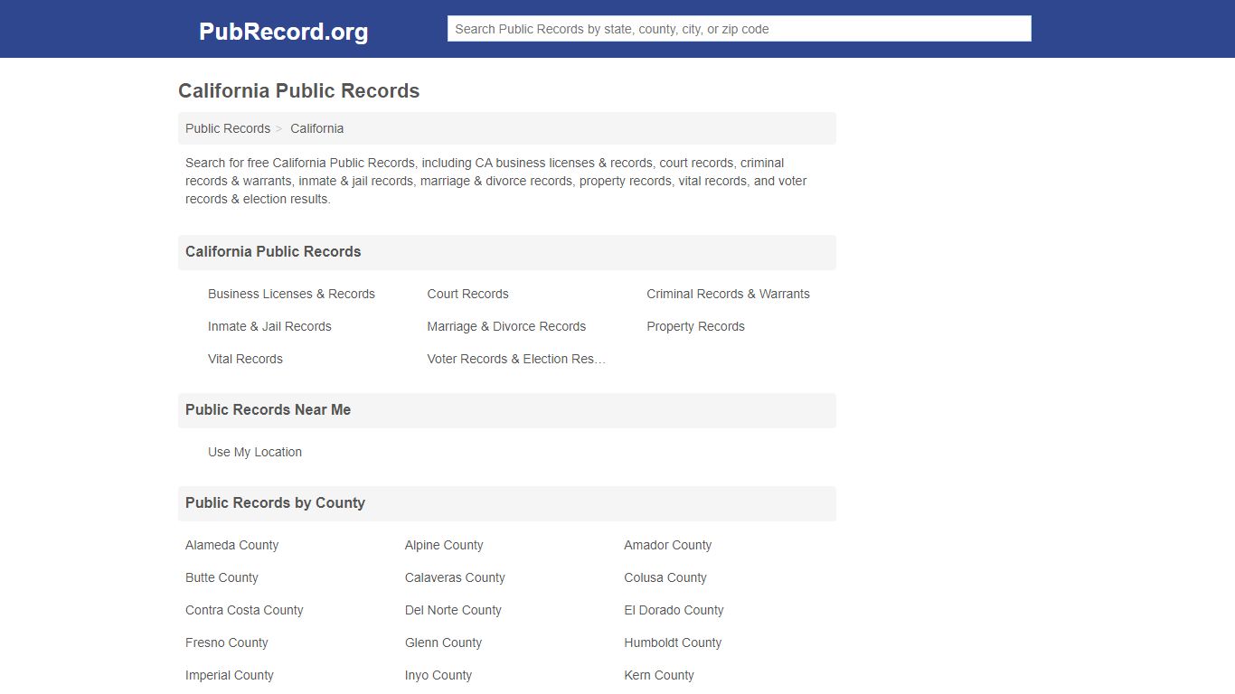 Free California Public Records - PubRecord.org